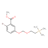 Chemical structure of methyl 2-bromo-5-{[2-(trimethylsilyl)ethoxy]methoxy}benzoate - CSSB21044713809