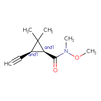 Chemical structure of rac-(1R,3R)-3-ethynyl-N-methoxy-N,2,2-trimethylcyclopropane-1-carboxamide - CSSB21291564167
