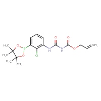Chemical structure of prop-2-en-1-yl N-{[2-chloro-3-(4,4,5,5-tetramethyl-1,3,2-dioxaborolan-2-yl)phenyl]carbamoyl}carbamate - CSSB21245997895