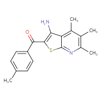 Chemical structure of 4,5,6-trimethyl-2-(4-methylbenzoyl)thieno[2,3-b]pyridin-3-amine - CSSB00132410862