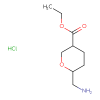 Chemical structure of ethyl 6-(aminomethyl)oxane-3-carboxylate hydrochloride - CSSB20963518648