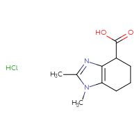 Chemical structure of 1,2-dimethyl-4,5,6,7-tetrahydro-1H-1,3-benzodiazole-4-carboxylic acid hydrochloride - CSSB06744473400