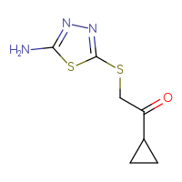 Chemical structure of 2-[(5-amino-1,3,4-thiadiazol-2-yl)sulfanyl]-1-cyclopropylethan-1-one - CSSB00000066560