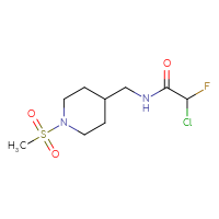 Chemical structure of 2-chloro-2-fluoro-N-[(1-methanesulfonylpiperidin-4-yl)methyl]acetamide - CSSB21332103452