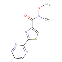 Chemical structure of N-methoxy-N-methyl-2-(pyrimidin-2-yl)-1,3-thiazole-4-carboxamide - CSSB00103401993