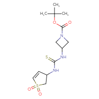 Chemical structure of tert-butyl 3-{[(1,1-dioxo-2,3-dihydro-1λ⁶-thiophen-3-yl)carbamothioyl]amino}azetidine-1-carboxylate - CSSB01395593489