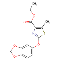 Chemical structure of ethyl 2-(2H-1,3-benzodioxol-5-yloxy)-5-methyl-1,3-thiazole-4-carboxylate - CSSB00020597622