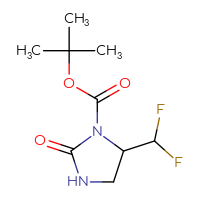 Chemical structure of tert-butyl 5-(difluoromethyl)-2-oxoimidazolidine-1-carboxylate - CSSB14863703739