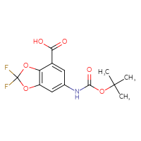 Chemical structure of 6-{[(tert-butoxy)carbonyl]amino}-2,2-difluoro-2H-1,3-benzodioxole-4-carboxylic acid - CSSB03555222279