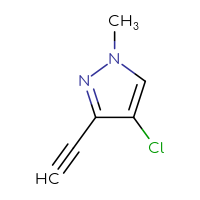 Chemical structure of 4-chloro-3-ethynyl-1-methyl-1H-pyrazole - CSSB00120225993