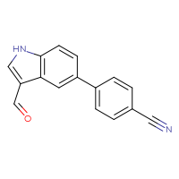 Chemical structure of 4-(3-formyl-1H-indol-5-yl)benzonitrile - CSSB06582220322