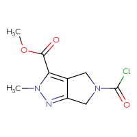 Chemical structure of methyl 5-(carbonochloridoyl)-2-methyl-2H,4H,5H,6H-pyrrolo[3,4-c]pyrazole-3-carboxylate - CSSB14987122440