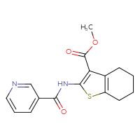 Chemical structure of methyl 2-(pyridine-3-amido)-4,5,6,7-tetrahydro-1-benzothiophene-3-carboxylate - CSSB00046184101