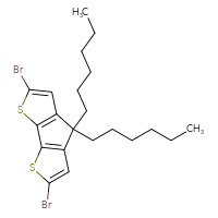 Chemical structure of 4,10-dibromo-7,7-dihexyl-3,11-dithiatricyclo[6.3.0.0²,⁶]undeca-1(8),2(6),4,9-tetraene - CSSB00020633364