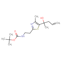 Chemical structure of tert-butyl N-{2-[5-(2-hydroxypent-4-en-2-yl)-4-methyl-1,3-thiazol-2-yl]ethyl}carbamate - CSSB21246285357