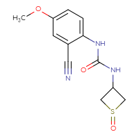 Chemical structure of 1-(2-cyano-4-methoxyphenyl)-3-(1-oxo-1λ⁴-thietan-3-yl)urea - CSSB06898143707