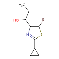 Chemical structure of 1-(5-bromo-2-cyclopropyl-1,3-thiazol-4-yl)propan-1-ol - CSSB20647517195