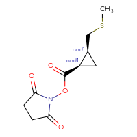 Chemical structure of rac-2,5-dioxopyrrolidin-1-yl (1R,2S)-2-[(methylsulfanyl)methyl]cyclopropane-1-carboxylate - CSSB20620684784