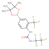 Chemical structure of 3-(1,1-dichloro-2,2,2-trifluoroethyl)-1-[4-(4,4,5,5-tetramethyl-1,3,2-dioxaborolan-2-yl)-2-(trifluoromethyl)phenyl]urea - CSSB21332128980