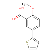 Chemical structure of 2-methoxy-5-(thiophen-2-yl)benzoic acid - CSSB00132308695