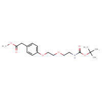 Chemical structure of methyl 2-{4-[2-(2-{[(tert-butoxy)carbonyl]amino}ethoxy)ethoxy]phenyl}acetate - CSSB14863684030