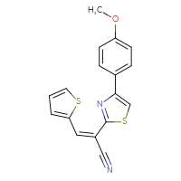 Chemical structure of (2Z)-2-[4-(4-methoxyphenyl)-1,3-thiazol-2-yl]-3-(thiophen-2-yl)prop-2-enenitrile - CSSB00132973833