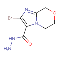 Chemical structure of 2-bromo-5H,6H,8H-imidazo[2,1-c][1,4]oxazine-3-carbohydrazide - CSSB01385848048