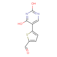 Chemical structure of 5-(2,4-dihydroxypyrimidin-5-yl)thiophene-2-carbaldehyde - CSSB00010140050