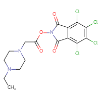 Chemical structure of 4,5,6,7-tetrachloro-1,3-dioxo-2,3-dihydro-1H-isoindol-2-yl 2-(4-ethylpiperazin-1-yl)acetate - CSSB20269788901