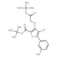 Chemical structure of tert-butyl 5-(3-aminophenyl)-3-[2-(tert-butoxy)-2-oxoethoxy]-4-chlorothiophene-2-carboxylate - CSSB06726396601