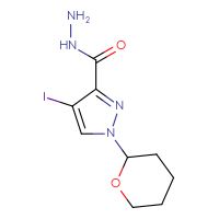 Chemical structure of 4-iodo-1-(oxan-2-yl)-1H-pyrazole-3-carbohydrazide - CSSB21151597322