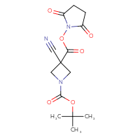 Chemical structure of 1-tert-butyl 3-(2,5-dioxopyrrolidin-1-yl) 3-cyanoazetidine-1,3-dicarboxylate - CSSB17484214164