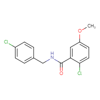 Chemical structure of 2-chloro-N-[(4-chlorophenyl)methyl]-5-methoxybenzamide - CSSB06422906657