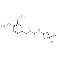 Chemical structure of 1-[(3,4-dimethoxyphenyl)methyl]-3-(3,3-dimethylcyclobutyl)thiourea - CSSB21432497239