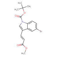 Chemical structure of tert-butyl 5-bromo-3-[(1E)-3-methoxy-3-oxoprop-1-en-1-yl]-1H-indole-1-carboxylate - CSSB06442082979