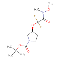 Chemical structure of tert-butyl (3S)-3-{difluoro[methoxy(methyl)carbamoyl]methoxy}pyrrolidine-1-carboxylate - CSSB20777407791