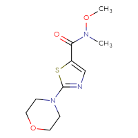 Chemical structure of N-methoxy-N-methyl-2-(morpholin-4-yl)-1,3-thiazole-5-carboxamide - CSSB03362036110