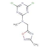 Chemical structure of 4,6-dichloro-N-methyl-N-[(3-methyl-1,2,4-oxadiazol-5-yl)methyl]-1,3,5-triazin-2-amine - CSSB00023212773
