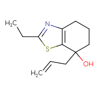 Chemical structure of 2-ethyl-7-(prop-2-en-1-yl)-4,5,6,7-tetrahydro-1,3-benzothiazol-7-ol - CSSB06806262750