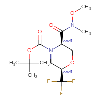 Chemical structure of rac-tert-butyl (2R,5R)-5-[methoxy(methyl)carbamoyl]-2-(trifluoromethyl)morpholine-4-carboxylate - CSSB21291563197