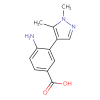 Chemical structure of 4-amino-3-(1,5-dimethyl-1H-pyrazol-4-yl)benzoic acid - CSSB21531601908