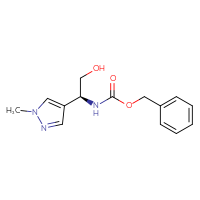Chemical structure of benzyl N-[(1S)-2-hydroxy-1-(1-methyl-1H-pyrazol-4-yl)ethyl]carbamate - CSSB20528396009
