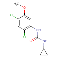 Chemical structure of 3-cyclopropyl-1-(2,4-dichloro-5-methoxyphenyl)urea - CSSB02167895175