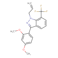 Chemical structure of 3-(2,4-dimethoxyphenyl)-1-(prop-2-en-1-yl)-7-(trifluoromethyl)-1H-indazole - CSSB00102512248