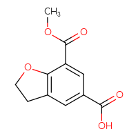 Chemical structure of 7-(methoxycarbonyl)-2,3-dihydro-1-benzofuran-5-carboxylic acid - CSSB03559459305