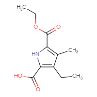 Chemical structure of 5-(ethoxycarbonyl)-3-ethyl-4-methyl-1H-pyrrole-2-carboxylic acid - CSSB00009991014