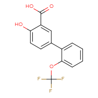 Chemical structure of 4-hydroxy-2'-(trifluoromethoxy)-[1,1'-biphenyl]-3-carboxylic acid - CSSB00137319410
