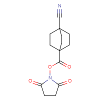 Chemical structure of 2,5-dioxopyrrolidin-1-yl 4-cyanobicyclo[2.2.2]octane-1-carboxylate - CSSB20270128350