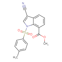 Chemical structure of methyl 3-cyano-1-(4-methylbenzenesulfonyl)-1H-indole-7-carboxylate - CSSB21332060423