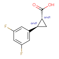 Chemical structure of rac-(1R,2R)-2-(3,5-difluorophenyl)cyclopropane-1-carboxylic acid - CSSB02125419517